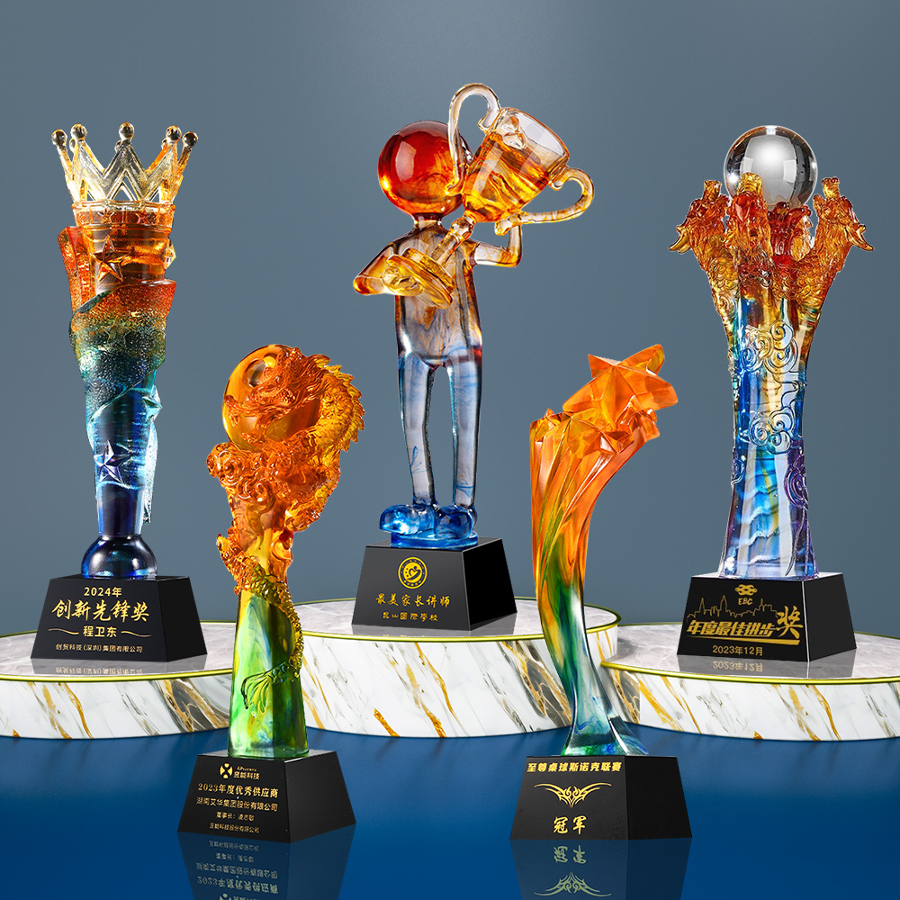 Custom Colored Crystal Glass Trophies Manufacturer | OEM Award Trophies Factory | GREAT RIVER GIFT